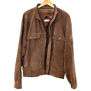 Boston Traders Men's Suede Bomber Jacket Brown Full Zipper Size L